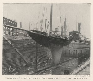 Shamrock II in Dry Dock at New York, refitting for the Cup Race by English Photographer