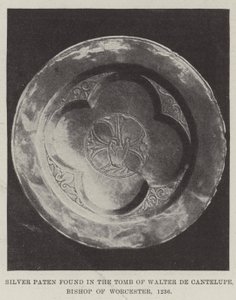 Silver Paten found in the Tomb of Walter de Cantelupe, Bishop of Worcester, 1236 by English Photographer
