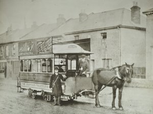 Single-horse car of the Croydon Tramways Company at the Red Deer terminus by English Photographer