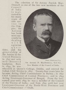 Sir Antony P MacDonnell, GCSI, New Member of the Council of India by English Photographer