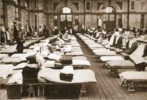 Sleeping Accommodation: The Small Hall, Alexandra Palace, illustration from German Prisoners in Great Britain