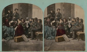 Stereoscopic Image Depicting a Teacher Writing on a Blackboard by English Photographer