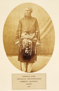 Sumneus Khan, Ranghur Mahomedans, formerly Rajpoots, Hissar, from The People of India, by J. Forbes Watson, published 1868