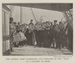 The Captain, Some Passengers, and Stewards of the Elbe at a Concert on Deck by English Photographer