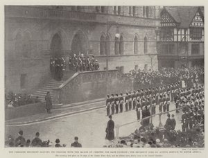 The Cheshire Regiment leaving its Colours with the Mayor of Chester for Safe Custody, the Regiment goes on Active Service to South Africa by English Photographer