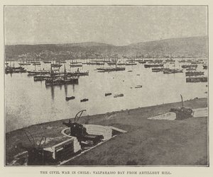The Civil War in Chile, Valparaiso Bay from Artillery Hill by English Photographer