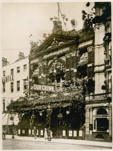 The Empire Theatre, Leicester Square, London, decorated for Queen Victoria