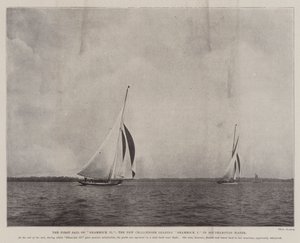 The First Sail of Shamrock II, the New Challenger leading Shamrock I in Southampton Water by English Photographer