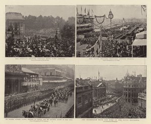 The Foreign Princes passing Hyde Park Corner, Sir Wilfrid Laurier, GCMG, Premier of Canada, and Colonial Escort in Pall Mall, the Naval Brigade crossing London Bridge, the Procession from Roof of the by English Photographer