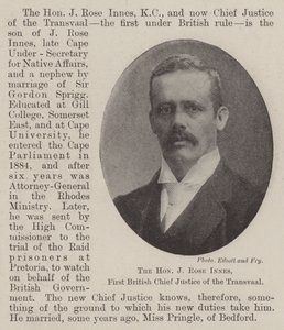 The Honourable J Rose Innes, First British Chief Justice of the Transvaal by English Photographer