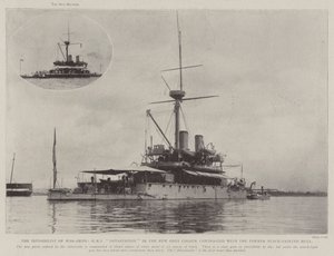 The Invisibility of War-Ships, HMS Devastation in the New Grey Colour contrasted with the Former Black-Painted Hull by English Photographer