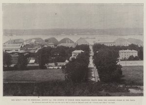 The Kings Visit to Pembroke, 23 August, the Avenue up which Their Majesties drove from the Landing Stage at the Dock by English Photographer