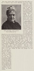 The Late Mrs Lynn Linton by English Photographer