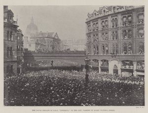 The Naval Brigade of HMS Powerful in the City, passing up Queen Victoria Street by English Photographer