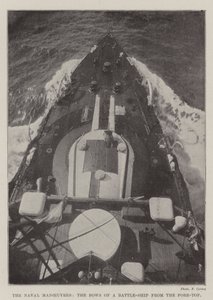 The Naval Manoeuvres, the Bows of a Battle-Ship from the Fore-Top by English Photographer