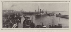 The New Sandon Basin at Liverpool, the SS Oceanic in the Main Entrance of the Dock