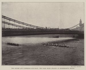 The Oxford and Cambridge Boat-Race, the Dark Blues Leading at Hammersmith Bridge by English Photographer