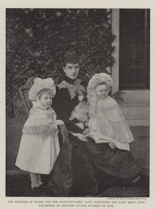 The Princess of Wales and her Grandchildren, Lady Alexandria and Lady Maud Duff, Daughters of Princess Louise, Duchess of Fife by English Photographer