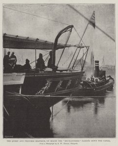 The Queen and Princess Beatrice, on Board the Enchantress, passing down the Canal by English Photographer