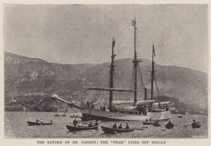 The Return of Dr Nansen, the Fram lying off Bergen by English Photographer