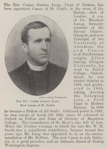 The Reverend Cosmo Gordon Lang, New Canon of St Pauls
