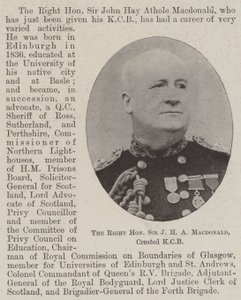 The Right Honourable Sir J H A Macdonald, created KCB