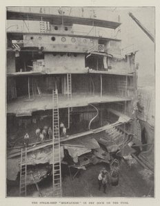 The Steam-Ship Milwaukee in Dry Dock on the Tyne by English Photographer