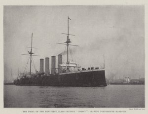 The Trial of the New First Class Cruiser Cressy, leaving Portsmouth Harbour by English Photographer