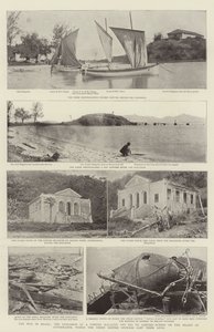 The War in Brazil, the Explosion of a Powder Magazine off Rio de Janeiro, Scenes on the Island of Governador, where the Three British Officers lost their Lives
