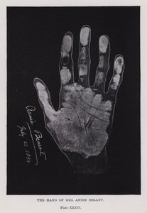 The hand of Mrs Annie Besant by English Photographer