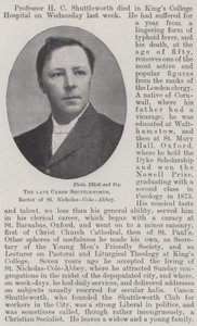 The late Canon Shuttleworth, Rector of St Nicholas-Cole-Abbey by English Photographer
