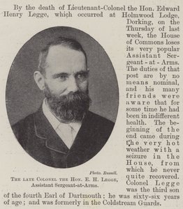 The Late Colonel the Honourable E H Legge, Assistant Sergeant-at-Arms