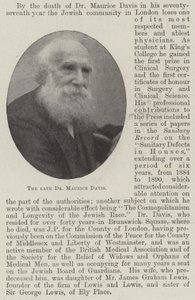 The late Dr Maurice Davis by English Photographer