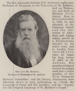The Late Dr Roberts, Professor of Humanity at St Andrews