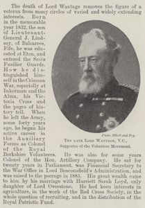The late Lord Wantage, VC, Supporter of the Volunteer Movement