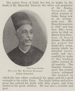 Mr Maneckji Barjorji, Indian Journalist