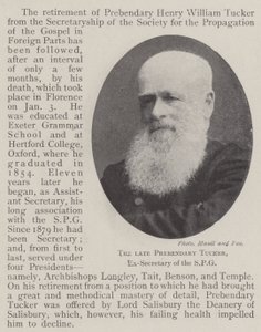 The late Prebendary Tucker, Ex-Secretary of the SPG