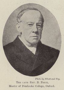 The Late Reverend B Price, Master of Pembroke College, Oxford by English Photographer
