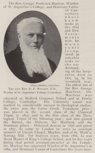 The Late Reverend G F Maclear, DD, Warden of St Augustine