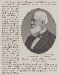 The Late Sir G S Measom, Chairman of Royal Society for the Prevention of Cruelty to Animals by English Photographer