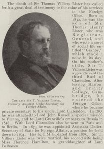 The late Sir T Villiers Lister, formerly Assistant Under-Secretary for Foreign Affairs by English Photographer