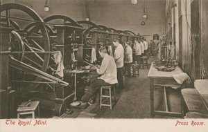 The press room at the Royal Mint, London