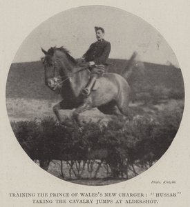 Training the Prince of Waless New Charger, Hussar taking the Cavalry Jumps at Aldershot by English Photographer