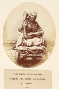 Tun Sookh Doss Bairago, Hindu Religious Mendicant, Allahabad, from The People of India, by J. Forbes Watson, published 1868 by English Photographer