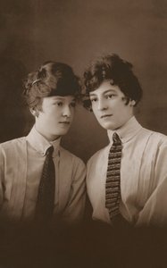 Two young Edwardian women wearing ties by English Photographer