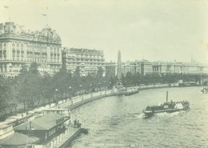Victoria Embankment, Westminster: looking north from Hungerford Bridge, 1895 by English Photographer