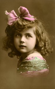 Victorian Girl with a Pink Bow in Her Hair