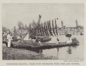 Weybridge Regatta, Prize Punt decorated with Corn and Poppies by English Photographer