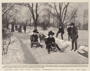 Winter Sport for Young America, Tobogganing in Central Park, New York by English Photographer