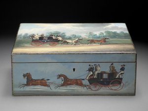 A Cigar Box painted with Scenes from Taglioni Prints, c.1840 by English School
